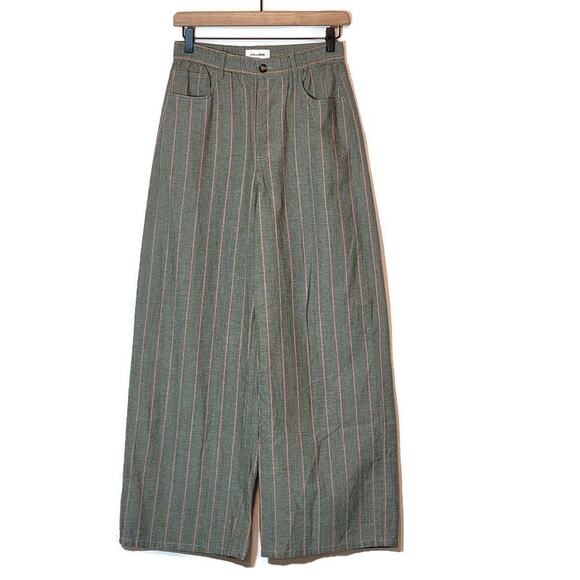 Still Here Paloma High Rise Wide Leg Pinstripe Cotton Pants Modern Office Size M - Picture 1 of 15